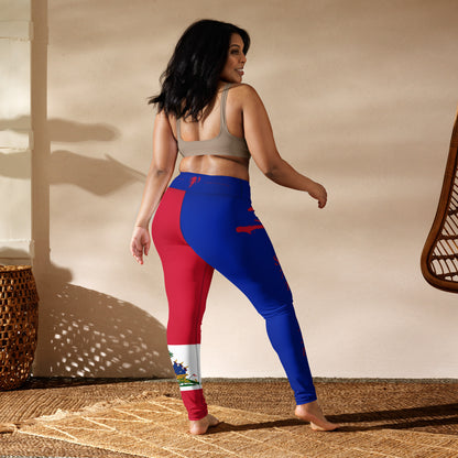 Haiti Flag Yoga Leggings-Fete Massive