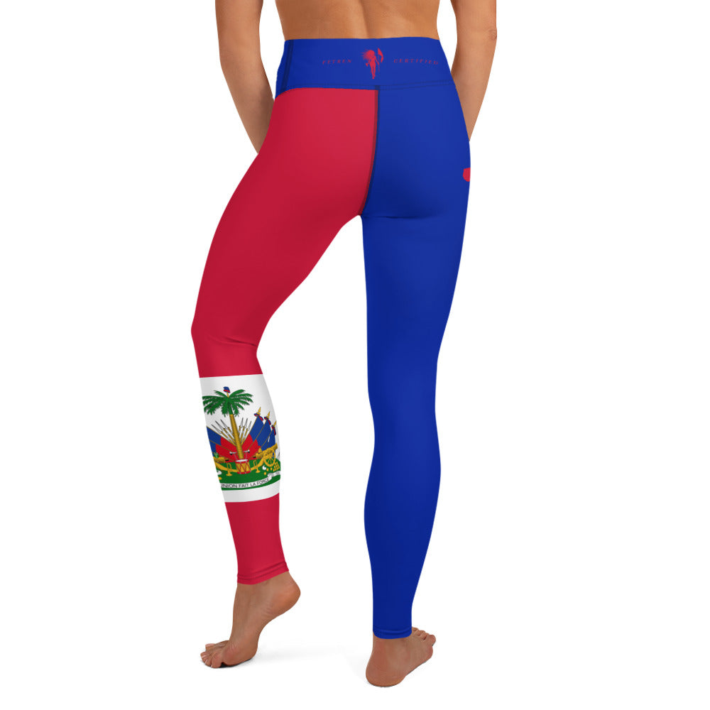 Haiti Flag Yoga Leggings-Fete Massive