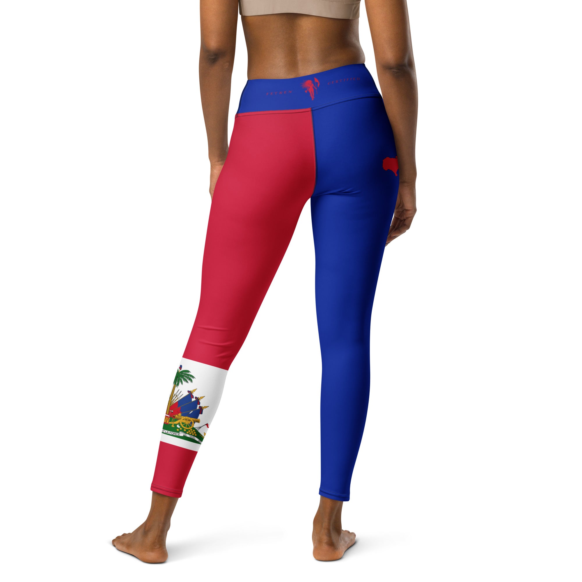 Haiti Flag Yoga Leggings-Fete Massive