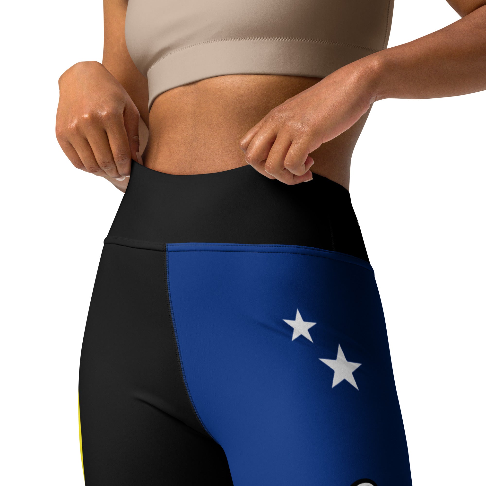 Curacao Flag Yoga Leggings Black-Fete Massive