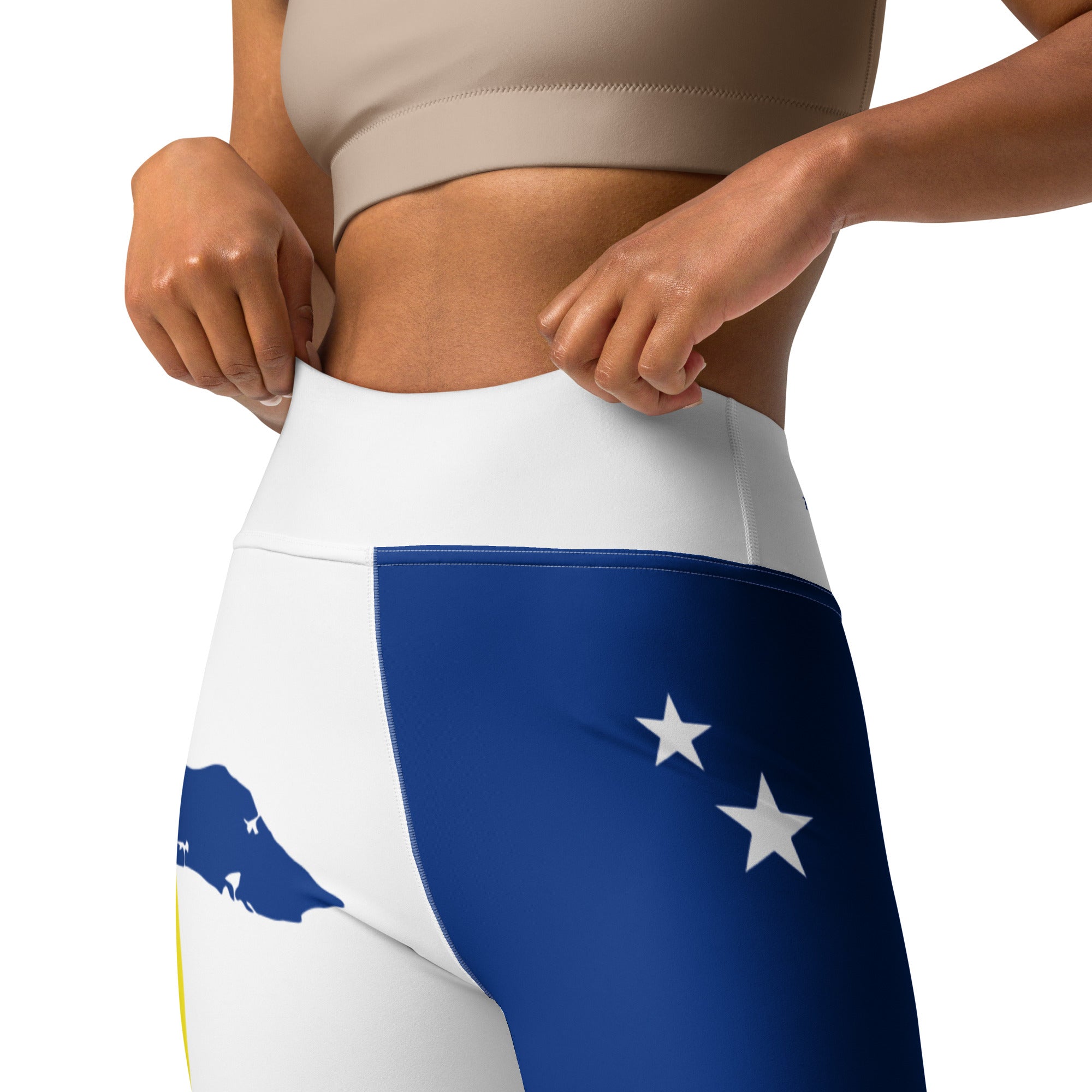 Curacao Flag Yoga Leggings (White)-Fete Massive