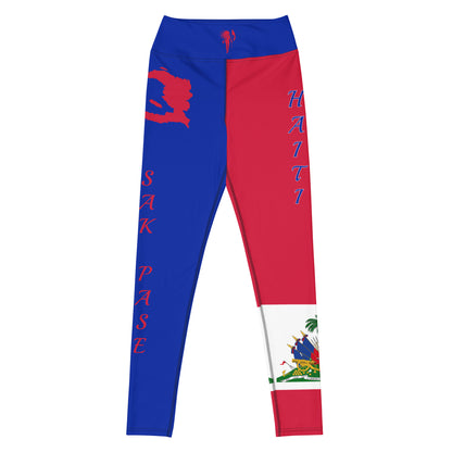 Haiti Flag Yoga Leggings-Fete Massive