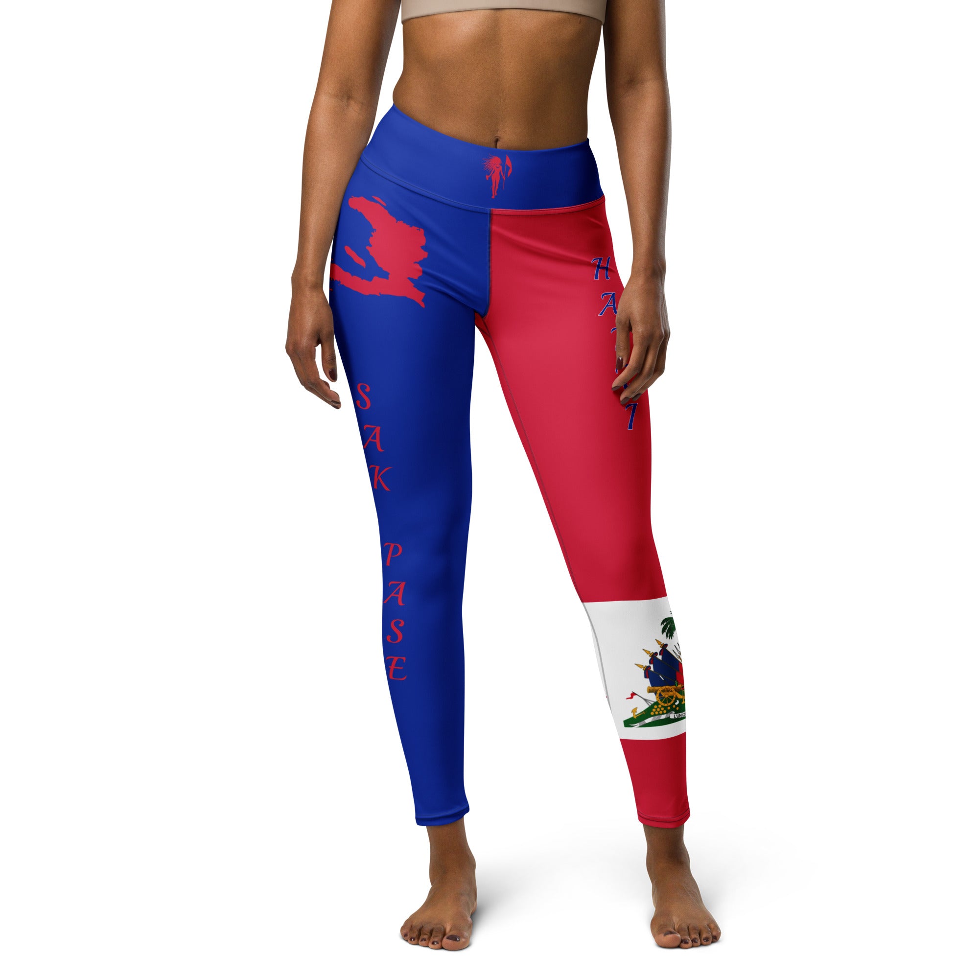 Haiti Flag Yoga Leggings-Fete Massive