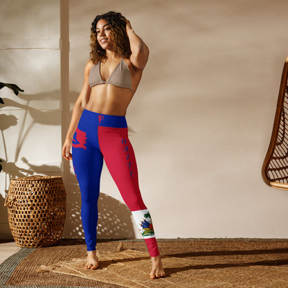Haiti Flag Yoga Leggings-Fete Massive