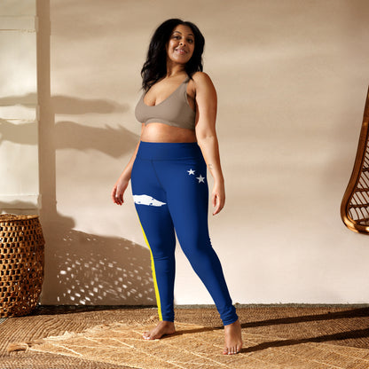 Curacao Flag Yoga Leggings (Blue)-Fete Massive