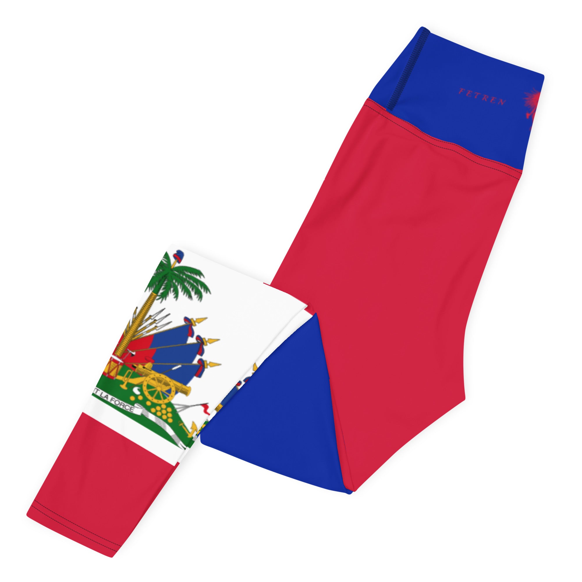 Haiti Flag Yoga Leggings-Fete Massive