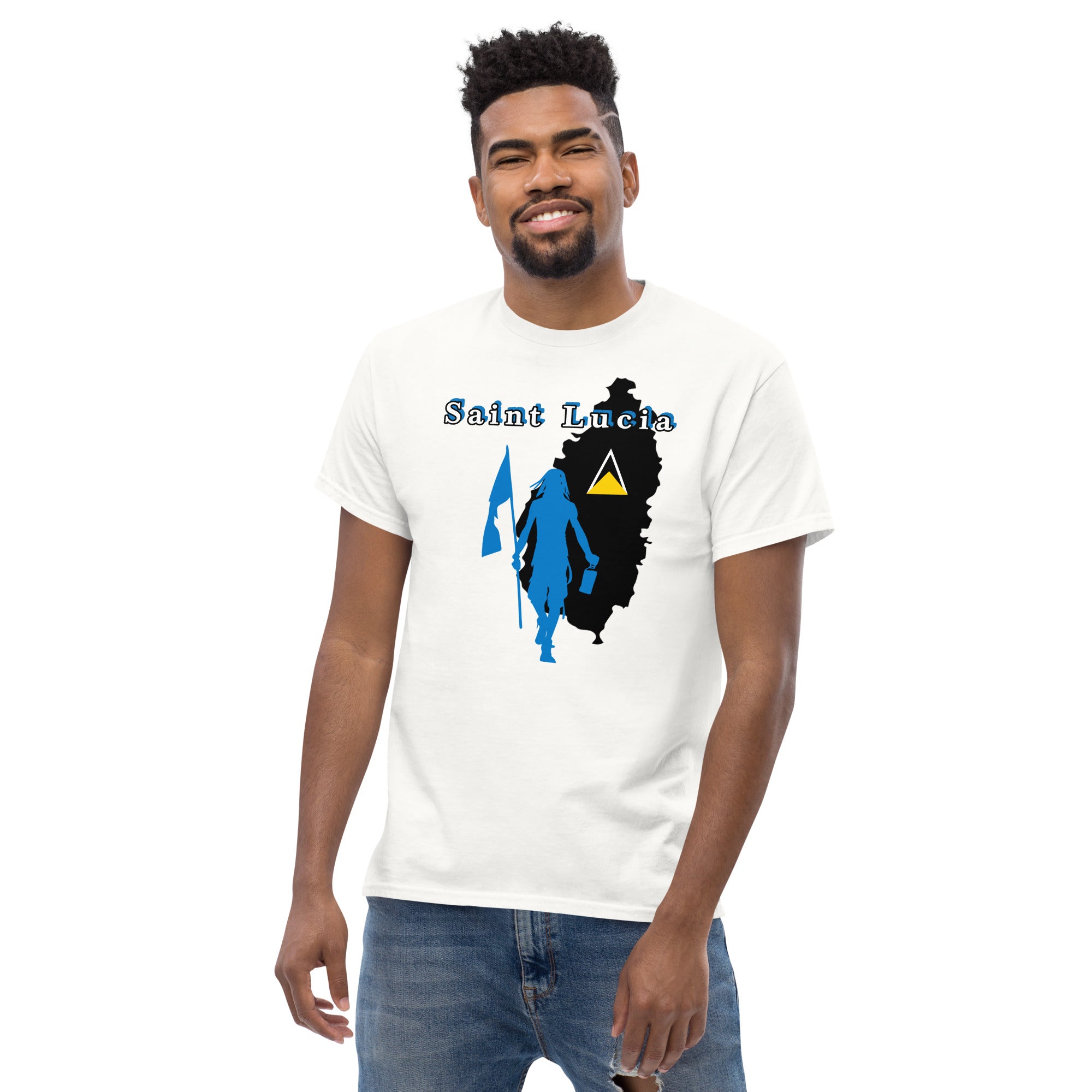 Saint Lucia Island Tee with Flag Mon-Fete Massive