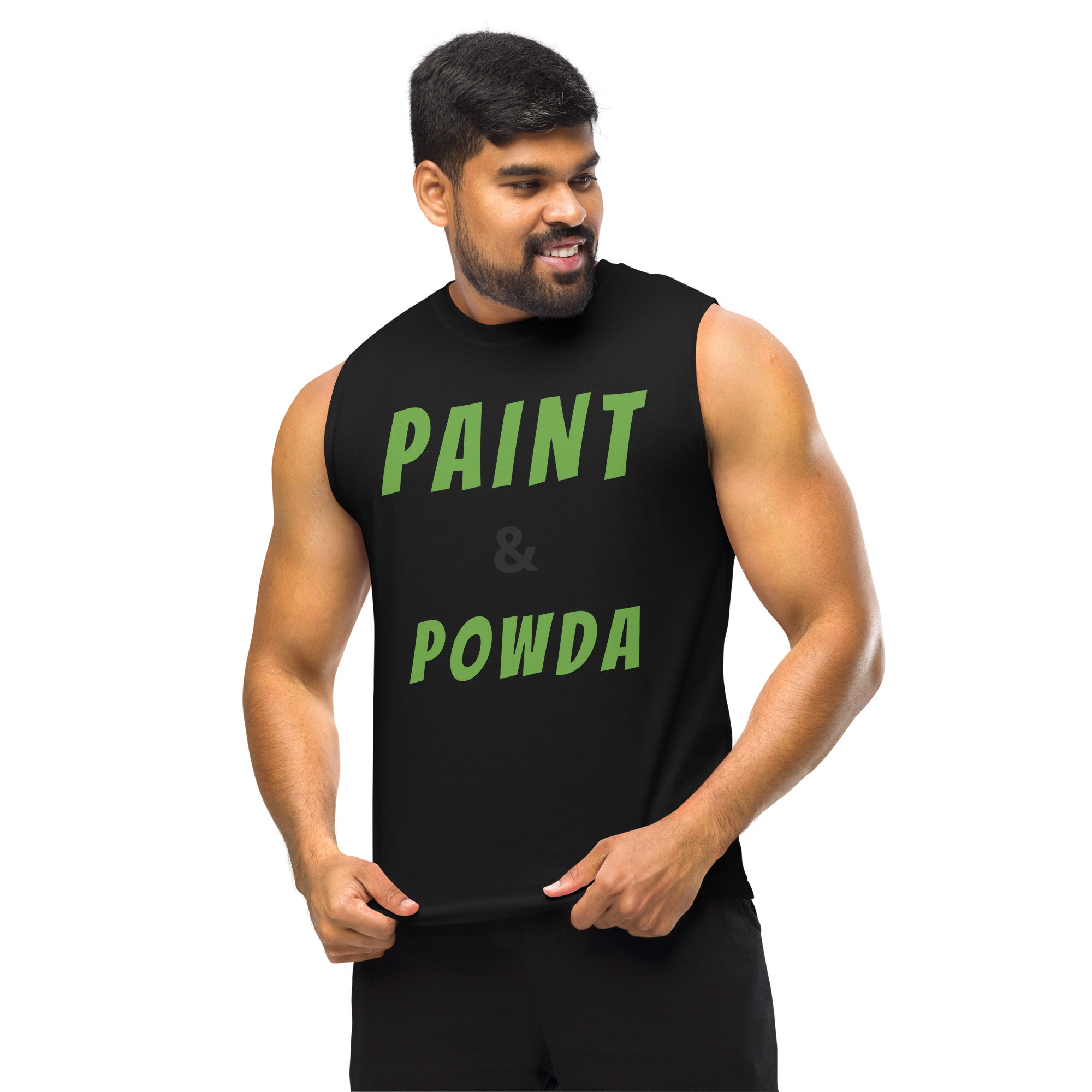 Paint and Powda (Lime green) Muscle Shirt-Fete Massive