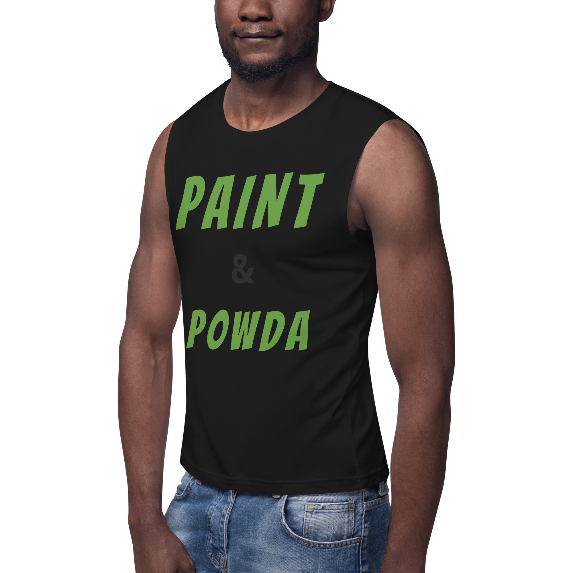 Paint and Powda (Lime green) Muscle Shirt-Fete Massive